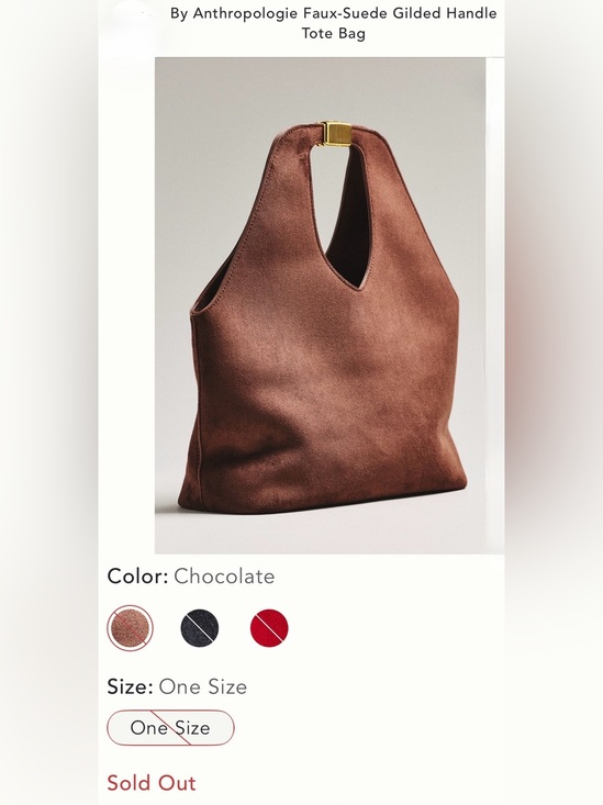 Anthropologie Handbags - Anthropologie Faux-Suede Gilded Handle Tote Bag — Chocolate NWT
